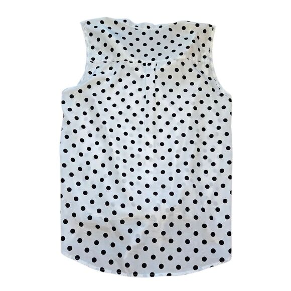Anthropologie Pixley Front Tie Polka Dot Blouse - White/Black - Picture 4 of 7